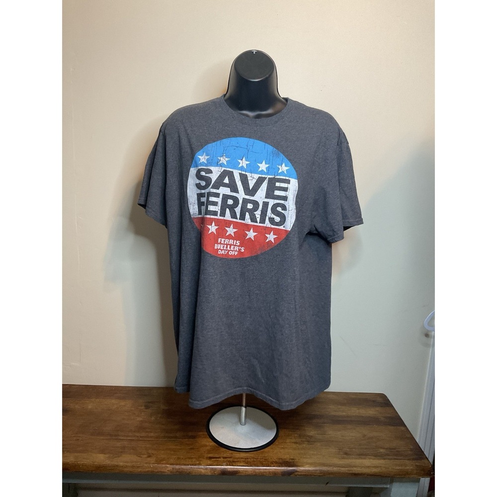 Vintage T Shirt SAVE FERRIS Ferris Bueller's Day Off Gray T Shirt Size Large